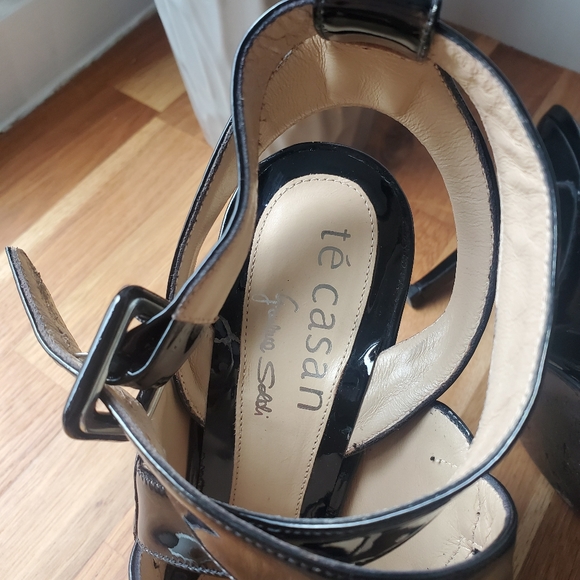 Black Patent Strappy Heels - Picture 5 of 10